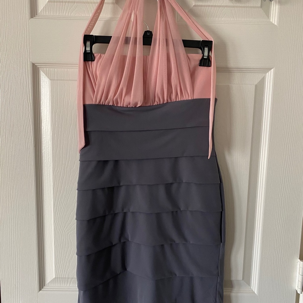 Pink and gray cocktail dress